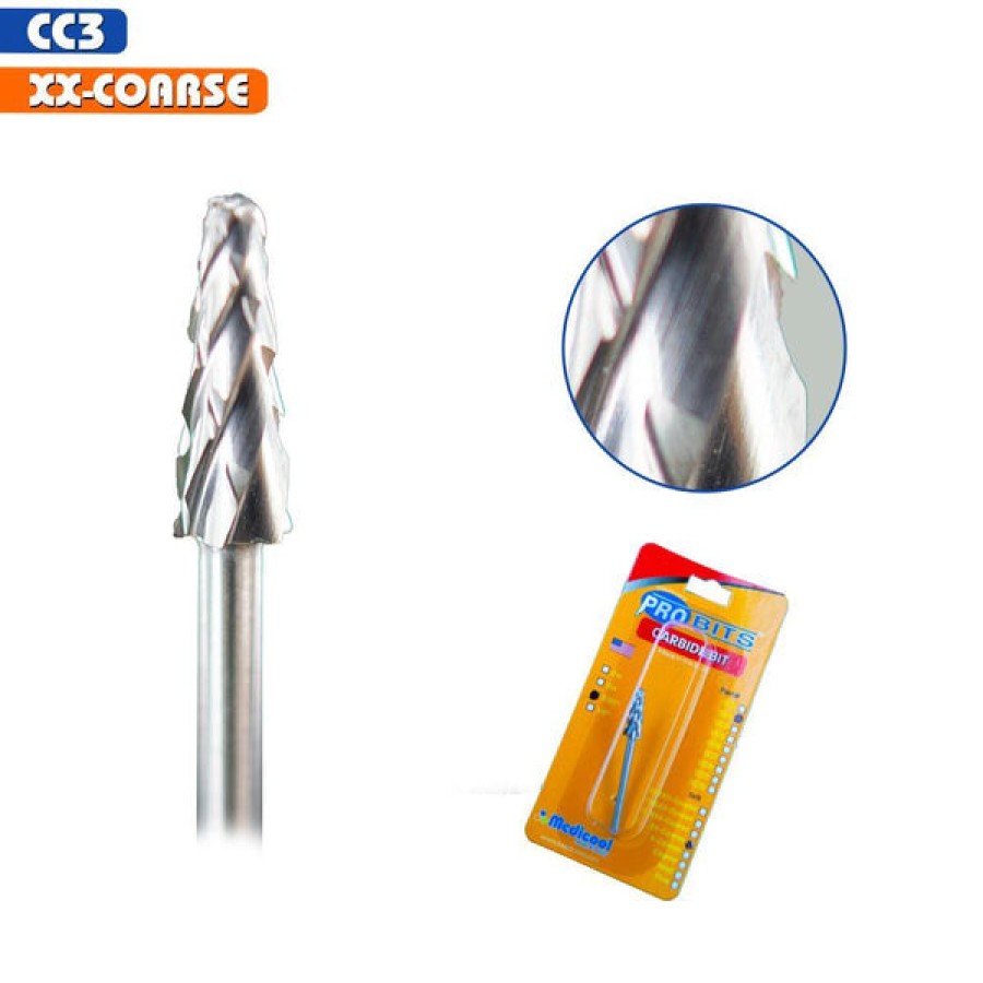 Medicool Bits | Pro Bit - Carbide Silver Barrel Cone - Cc3 Xx-Coarse